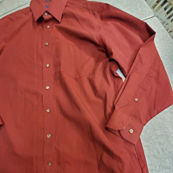 🤴👔 Stafford Cranberry Men's Dress shirt - Picture 9 of 14